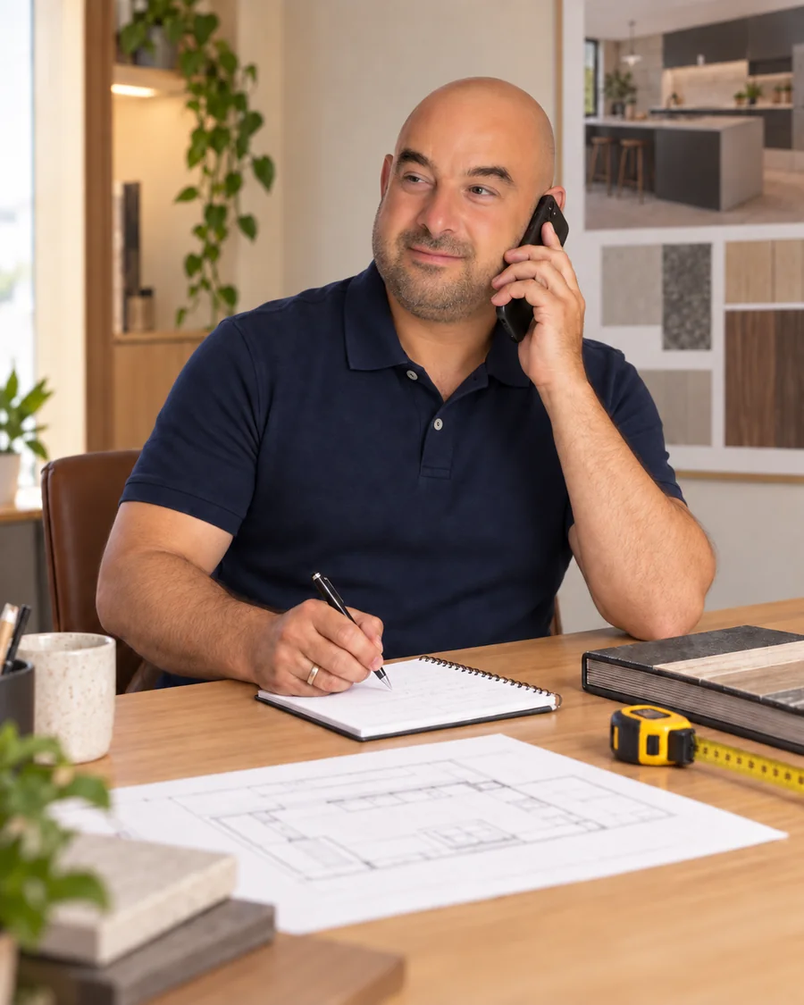 Ruben voert het eerste telefoongesprek en maakt aantekeningen bij de plattegrond